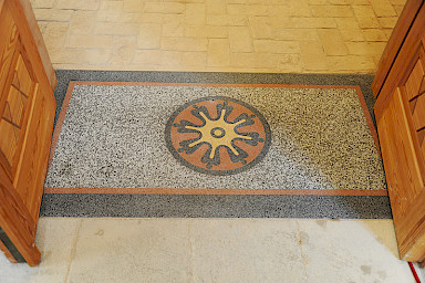 Terrazzo threshold, after reconstruction