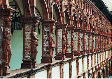 Replacement of plaster-relief panels by clay terracotta elements, 1991