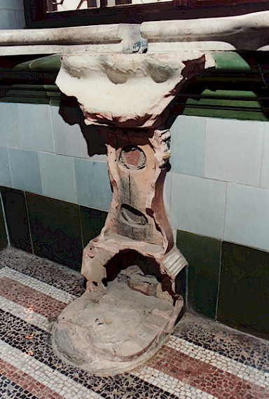 Remains of washbasin, vandalism